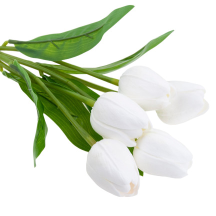 CV26805-2 tulipán, kytice tulipánů, bílé, krásné jako živé, umělé pěnové tulipány