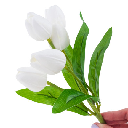 CV26805-2 tulipán, kytice tulipánů, bílé, krásné jako živé, umělé pěnové tulipány
