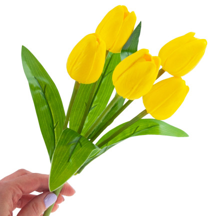 CV26805-5 velký kytice tulipánů X5 umělé květiny tulipány v kytici žluté