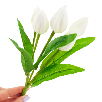 CV26806-1 tulipán, kytice tulipánů, bílé, krásné jako živé, umělé pěnové tulipány