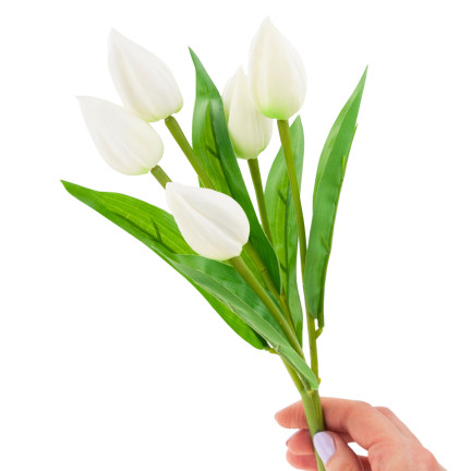 CV26806-1 tulipán, kytice tulipánů, bílé, krásné jako živé, umělé pěnové tulipány