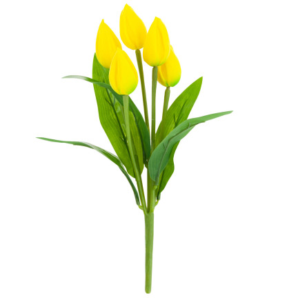 CV26806-3 velký kytice tulipánů, 5 ks, umělé květiny, tulipány v kytici, žluté