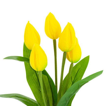 CV26806-3 velký kytice tulipánů, 5 ks, umělé květiny, tulipány v kytici, žluté