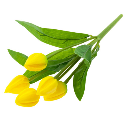 CV26806-3 velký kytice tulipánů, 5 ks, umělé květiny, tulipány v kytici, žluté