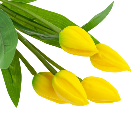 CV26806-3 velký kytice tulipánů, 5 ks, umělé květiny, tulipány v kytici, žluté