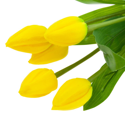 CV26806-3 velký kytice tulipánů, 5 ks, umělé květiny, tulipány v kytici, žluté