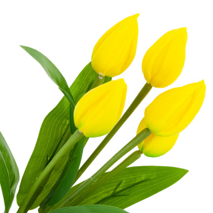 CV26806-3 velký kytice tulipánů, 5 ks, umělé květiny, tulipány v kytici, žluté