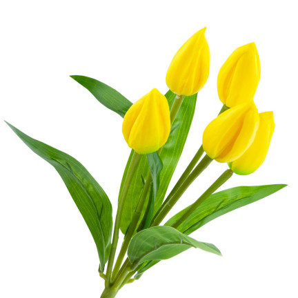 CV26806-3 velký kytice tulipánů, 5 ks, umělé květiny, tulipány v kytici, žluté