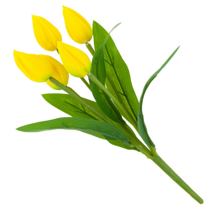 CV26806-3 velký kytice tulipánů, 5 ks, umělé květiny, tulipány v kytici, žluté