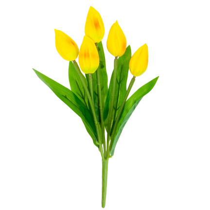 CV26806-4 tulipán, kytice pěnových tulipánů X5, žluté umělé tulipány v kytici