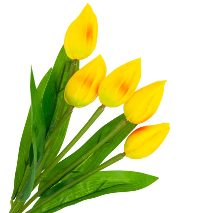 CV26806-4 tulipán, kytice pěnových tulipánů X5, žluté umělé tulipány v kytici