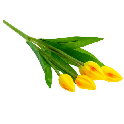 CV26806-4 tulipán, kytice pěnových tulipánů X5, žluté umělé tulipány v kytici