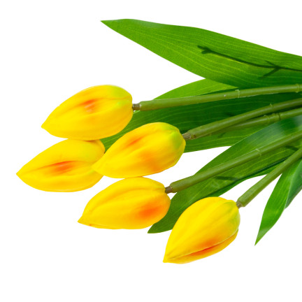 CV26806-4 tulipán, kytice pěnových tulipánů X5, žluté umělé tulipány v kytici