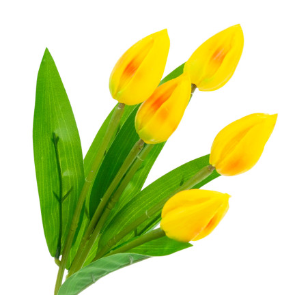 CV26806-4 tulipán, kytice pěnových tulipánů X5, žluté umělé tulipány v kytici