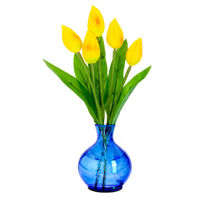 CV26806-4 tulipán, kytice pěnových tulipánů X5, žluté umělé tulipány v kytici