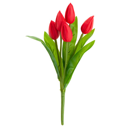 CV26806-5  tulipán, kytice tulipánů, červené, krásné jako živé, umělé pěnové tulipány