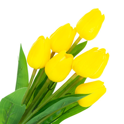 CV26807-4 tulipán, kytice pěnových tulipánů X7, žluté umělé tulipány v kytici