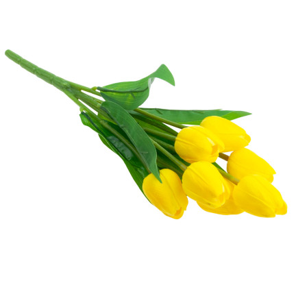CV26807-4 tulipán, kytice pěnových tulipánů X7, žluté umělé tulipány v kytici