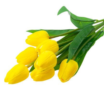 CV26807-4 tulipán, kytice pěnových tulipánů X7, žluté umělé tulipány v kytici