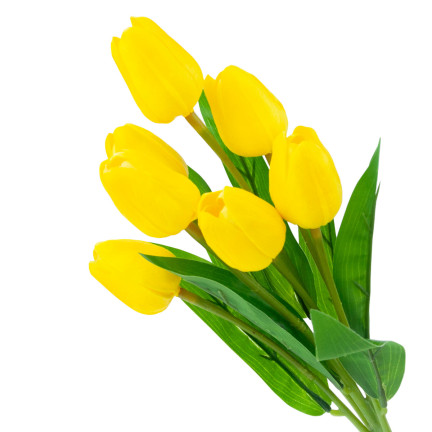 CV26807-4 tulipán, kytice pěnových tulipánů X7, žluté umělé tulipány v kytici