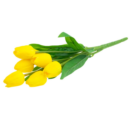 CV26807-4 tulipán, kytice pěnových tulipánů X7, žluté umělé tulipány v kytici
