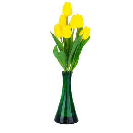 CV26807-4 tulipán, kytice pěnových tulipánů X7, žluté umělé tulipány v kytici