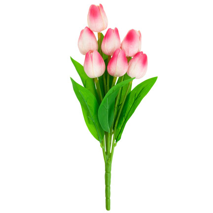 CV26807-8 tulipán, kytice z pěnových tulipánů X7, růžové umělé tulipány v kytici