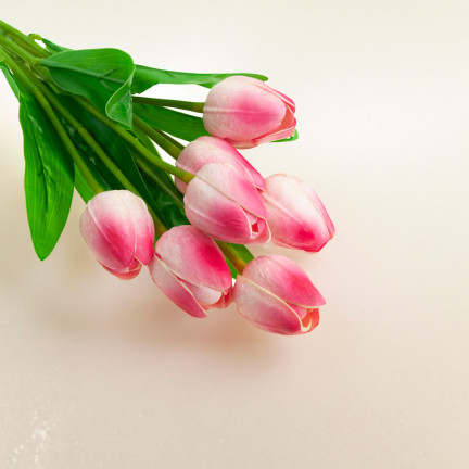 CV26807-8 tulipán, kytice z pěnových tulipánů X7, růžové umělé tulipány v kytici