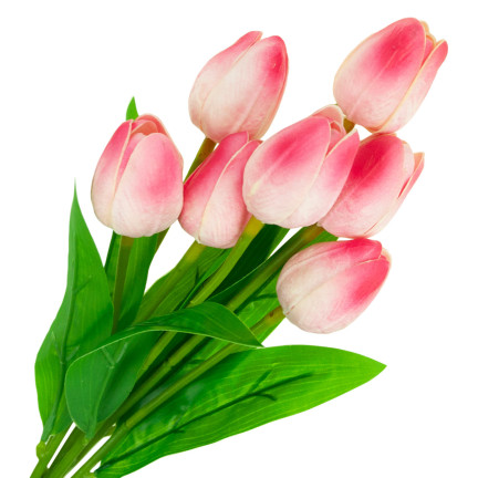 CV26807-8 tulipán, kytice z pěnových tulipánů X7, růžové umělé tulipány v kytici