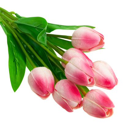 CV26807-8 tulipán, kytice z pěnových tulipánů X7, růžové umělé tulipány v kytici