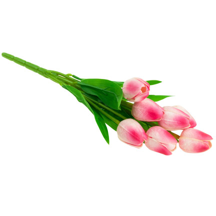 CV26807-8 tulipán, kytice z pěnových tulipánů X7, růžové umělé tulipány v kytici