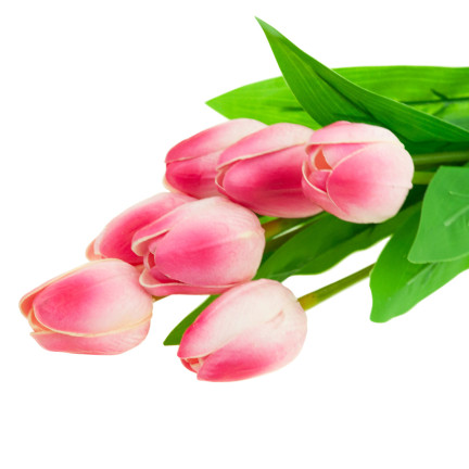 CV26807-8 tulipán, kytice z pěnových tulipánů X7, růžové umělé tulipány v kytici