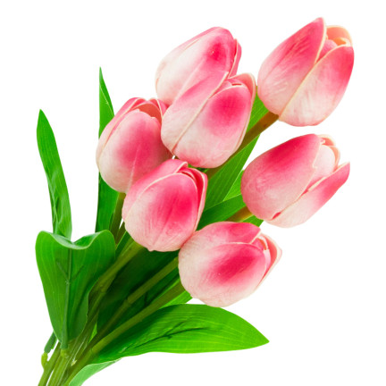 CV26807-8 tulipán, kytice z pěnových tulipánů X7, růžové umělé tulipány v kytici