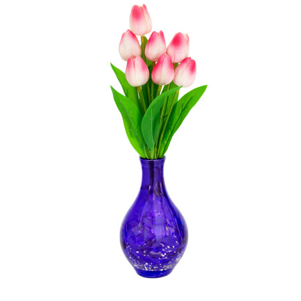 CV26807-8 tulipán, kytice z pěnových tulipánů X7, růžové umělé tulipány v kytici
