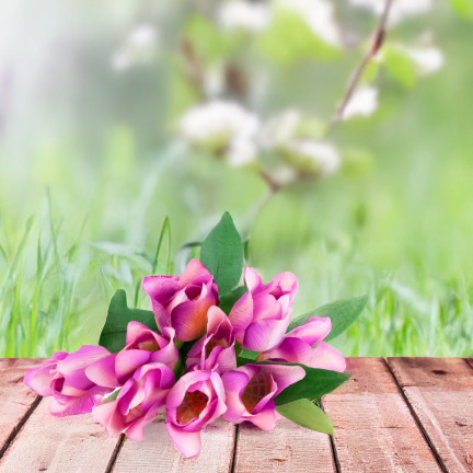 CV26811-7 kytice umělých tulipánů s perforací, 9 ks, fialová