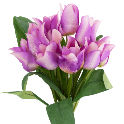 CV26811-7 kytice umělých tulipánů s perforací, 9 ks, fialová