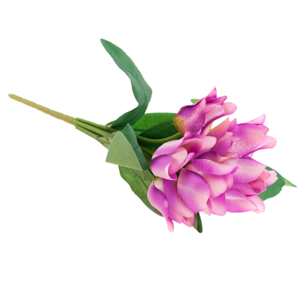 CV26811-7 kytice umělých tulipánů s perforací, 9 ks, fialová