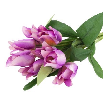 CV26811-7 kytice umělých tulipánů s perforací, 9 ks, fialová