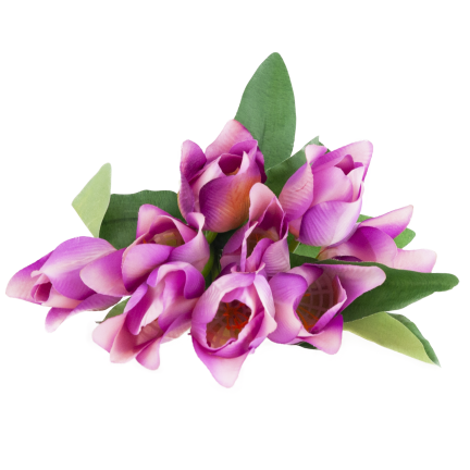 CV26811-7 kytice umělých tulipánů s perforací, 9 ks, fialová