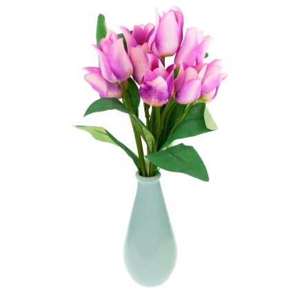CV26811-7 kytice umělých tulipánů s perforací, 9 ks, fialová