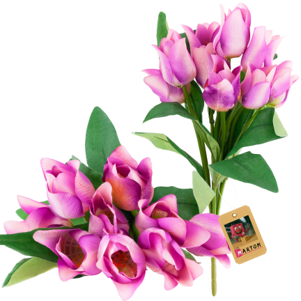 CV26811-7 kytice umělých tulipánů s perforací, 9 ks, fialová