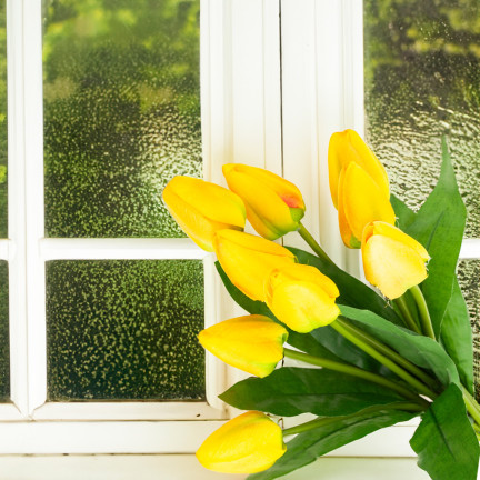 CV26813-2 velký kytice tulipánů X9 umělé květiny tulipány v kytici žluté