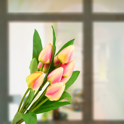 CV26813-4 tulipán, velká kytice tulipánů X9, umělé květiny, tulipány v kytici, růžové