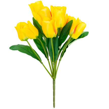 CV26815-2 velký kytice tulipánů X9 žluté umělé tulipány v kytici