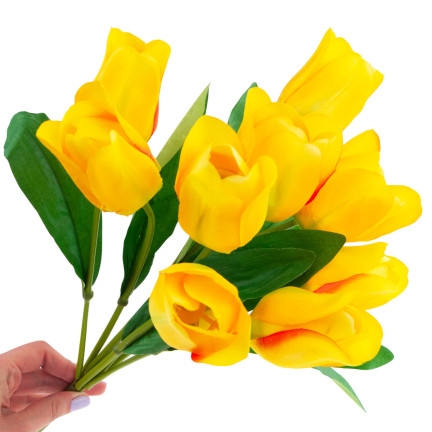 CV26815-2 velký kytice tulipánů X9 žluté umělé tulipány v kytici