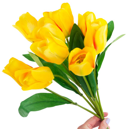 CV26815-2 velký kytice tulipánů X9 žluté umělé tulipány v kytici
