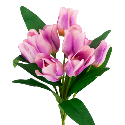 CV26815-7 kytice fialových umělých tulipánů s přechodem barev, 9 květů