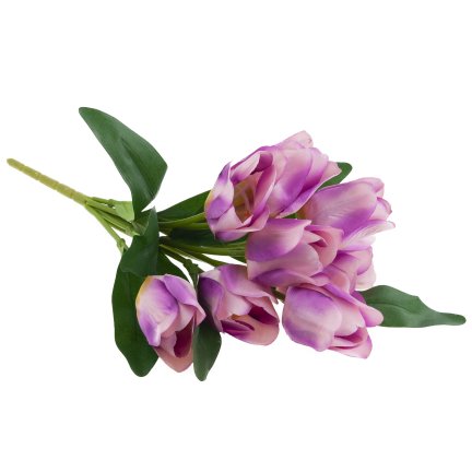 CV26815-7 kytice fialových umělých tulipánů s přechodem barev, 9 květů