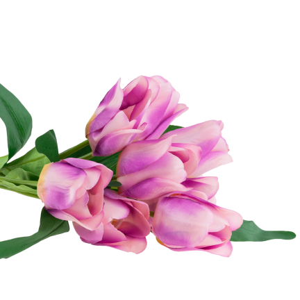CV26815-7 kytice fialových umělých tulipánů s přechodem barev, 9 květů
