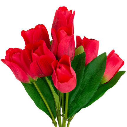 CV26815-8 velká kytice tulipánů X9 červené umělé tulipány v kytici